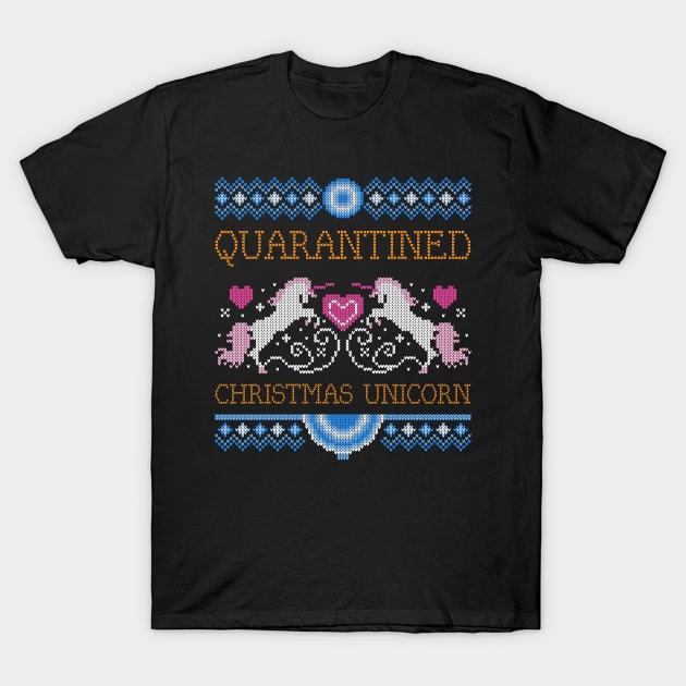 quarantined christmas unicorn T-Shirt by natashawilona